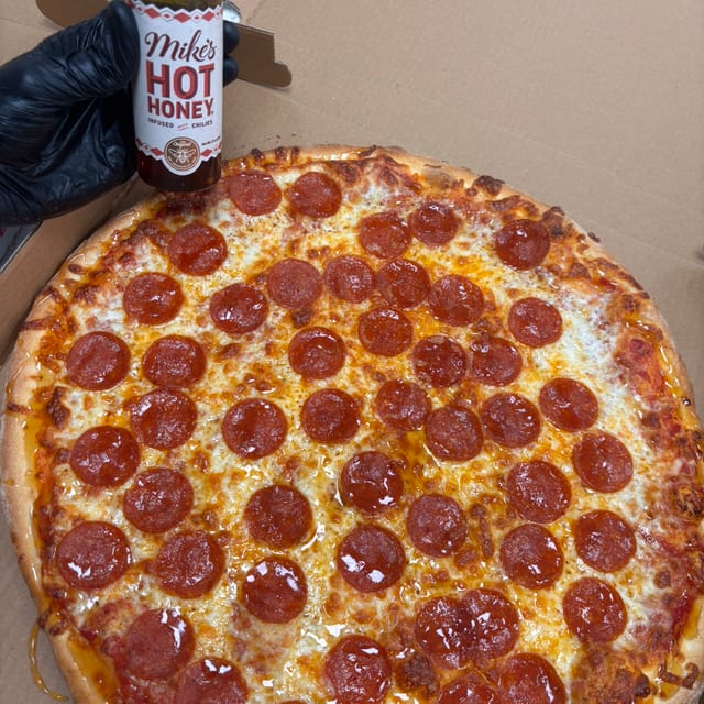 (New Item) Pepperoni Feast with Mike's Hot Honey Sauce.