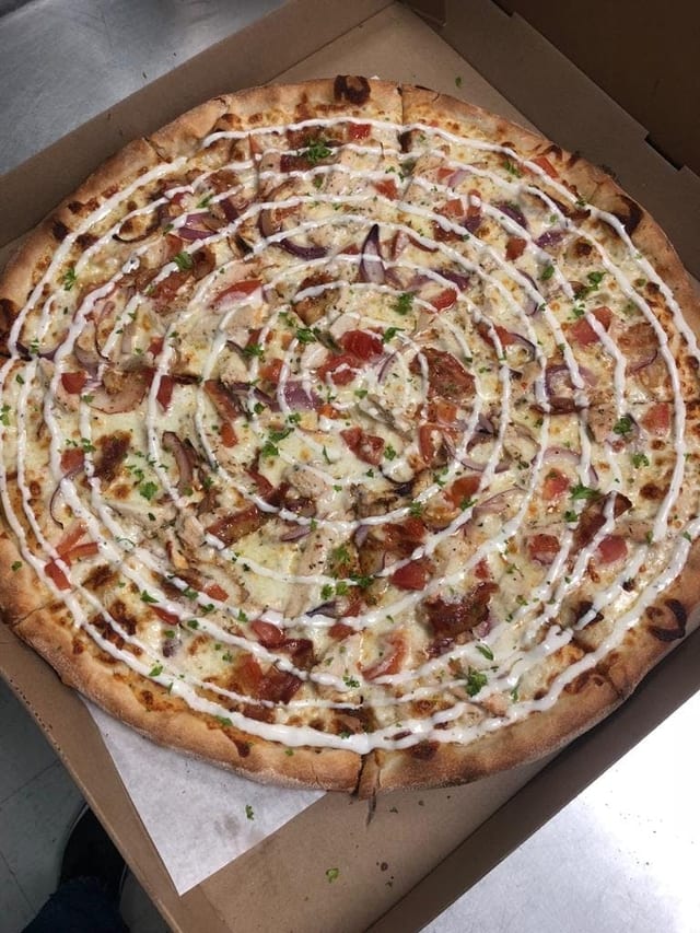 Bacon Chicken Ranchero Pizza.