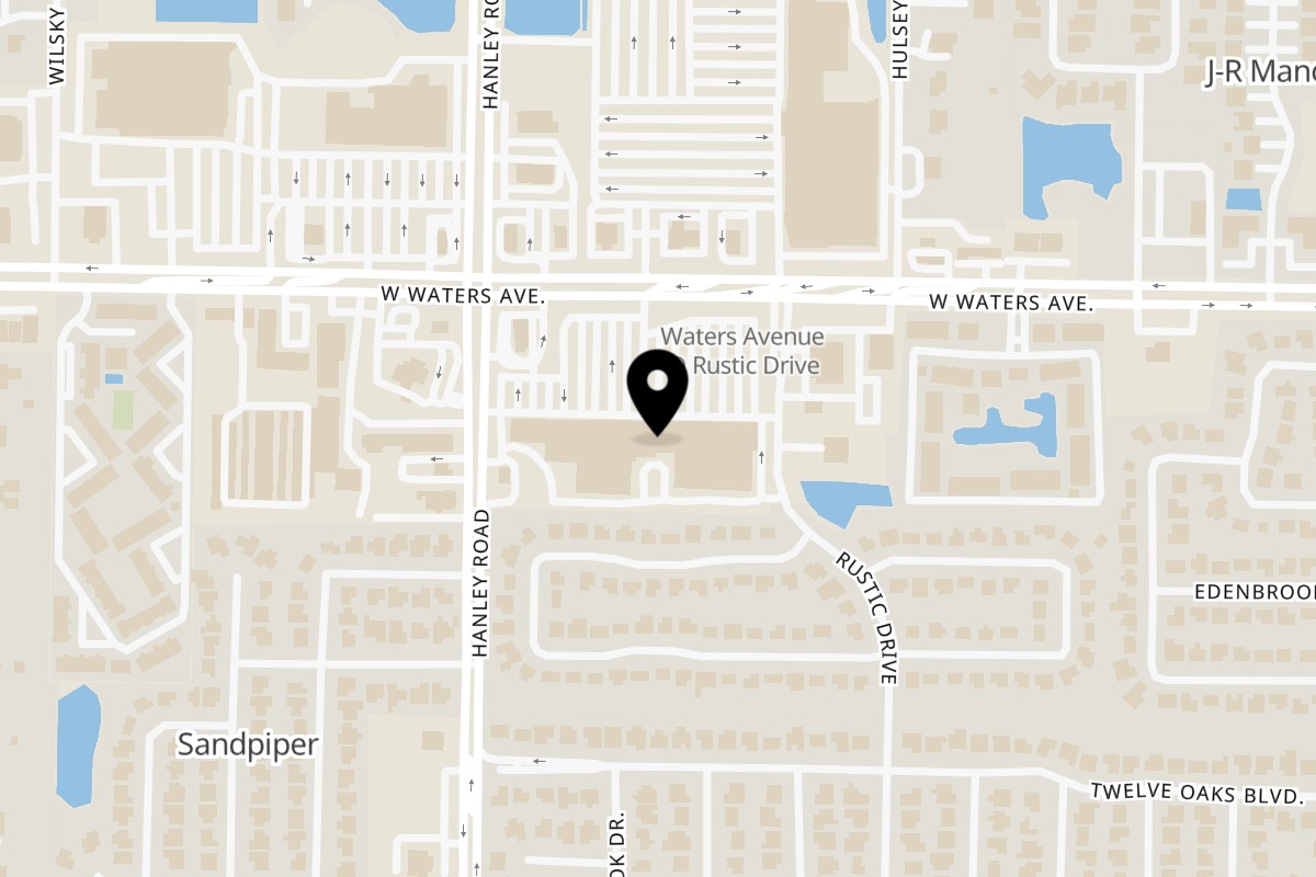 Map showing the location of Tomato Joe's Pizzeria on 7032 West Waters Ave in Tampa